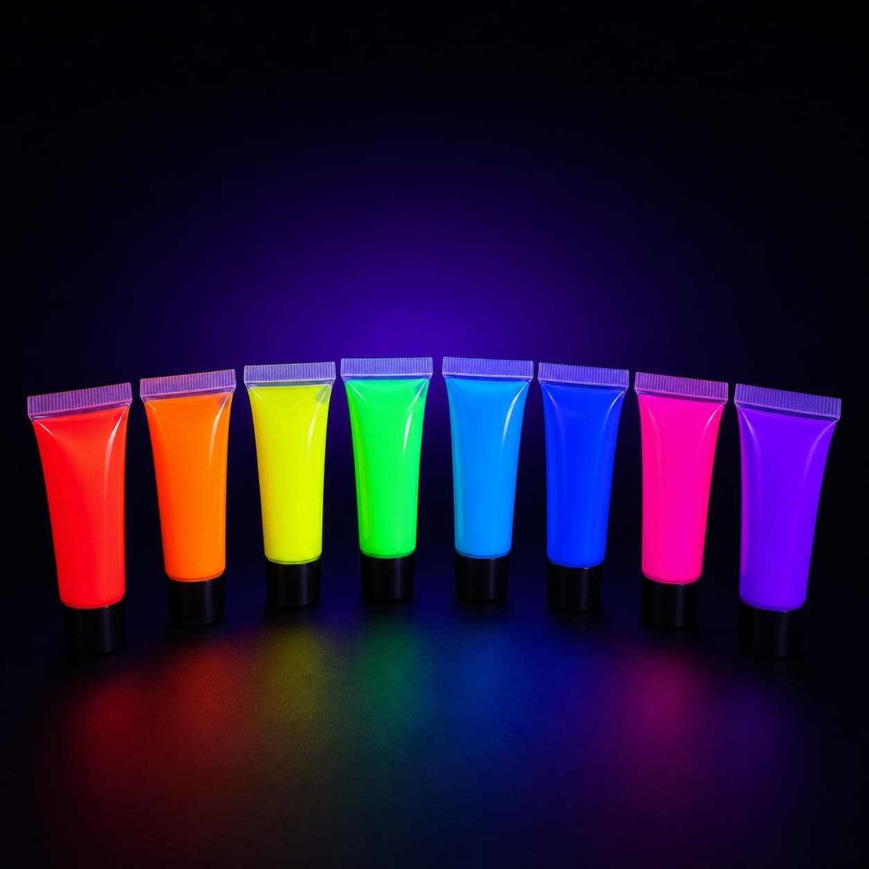 Bisnagas de Body Paint UV Neon de 10ml em várias cores fluorescentes