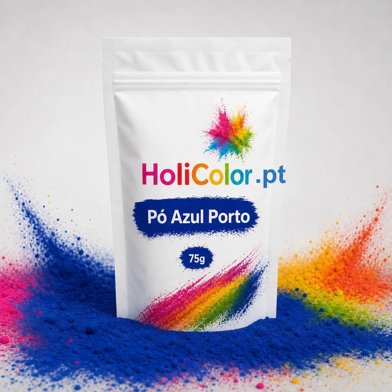 Saco de Pó Azul Porto HoliColor.pt com pó holi azul escuro