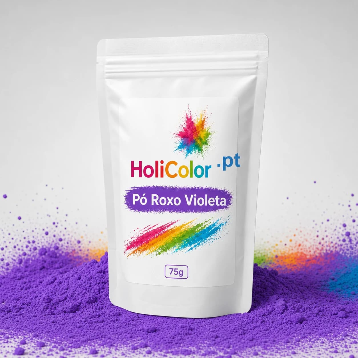 Saco de Pó Roxo Violeta HoliColor.pt com pó holi roxo