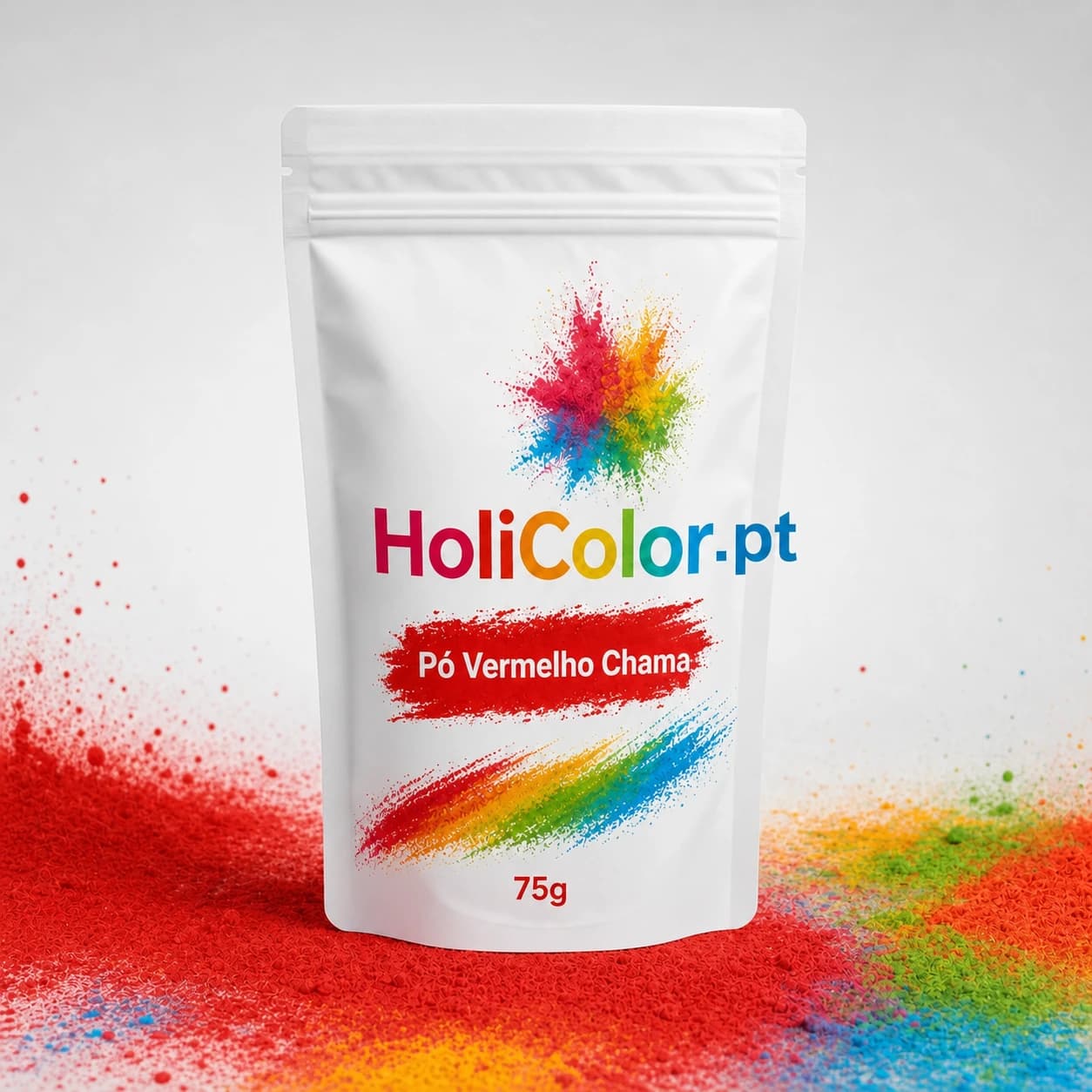 Saco de Pó Vermelho Chama HoliColor.pt com pó holi vermelho